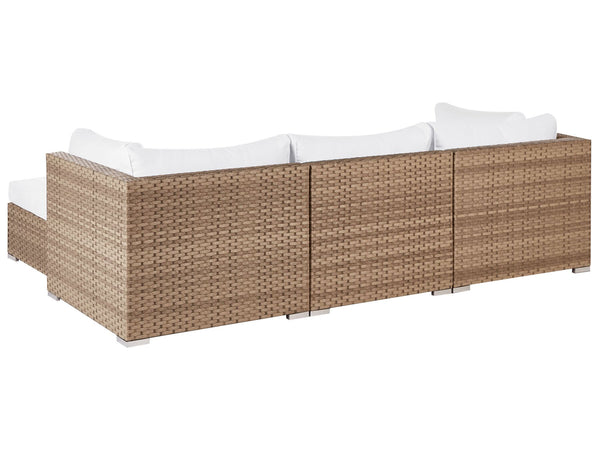 Garden Corner Sofa with Table 4 Seater SANO Left Hand Modular PE Rattan Natural