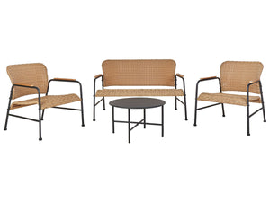 Garden Lounge Set with Table 4 Seater OFANTO PE Rattan Natural