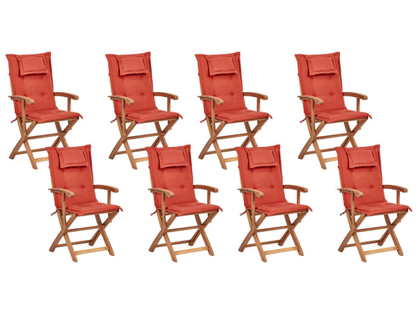 Maui II Garden Dining Set 8 Seater with Cushions Acacia Wood Dark Red