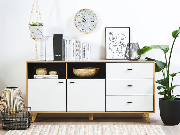 Ilion 3 Drawer Sideboard Light Wood with White